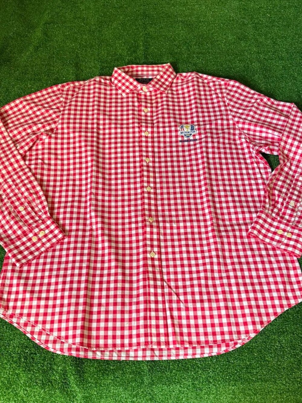 Polo Ralph Lauren Ryder Cup 2016 Hazeltine Red Gingham Golf Shirt Button Up XL